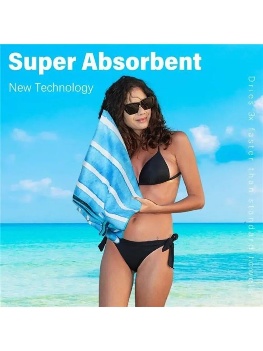 Microfiber Lightweight Thin Gym Beach Towel Compact Waves Tie Dye Desing 32